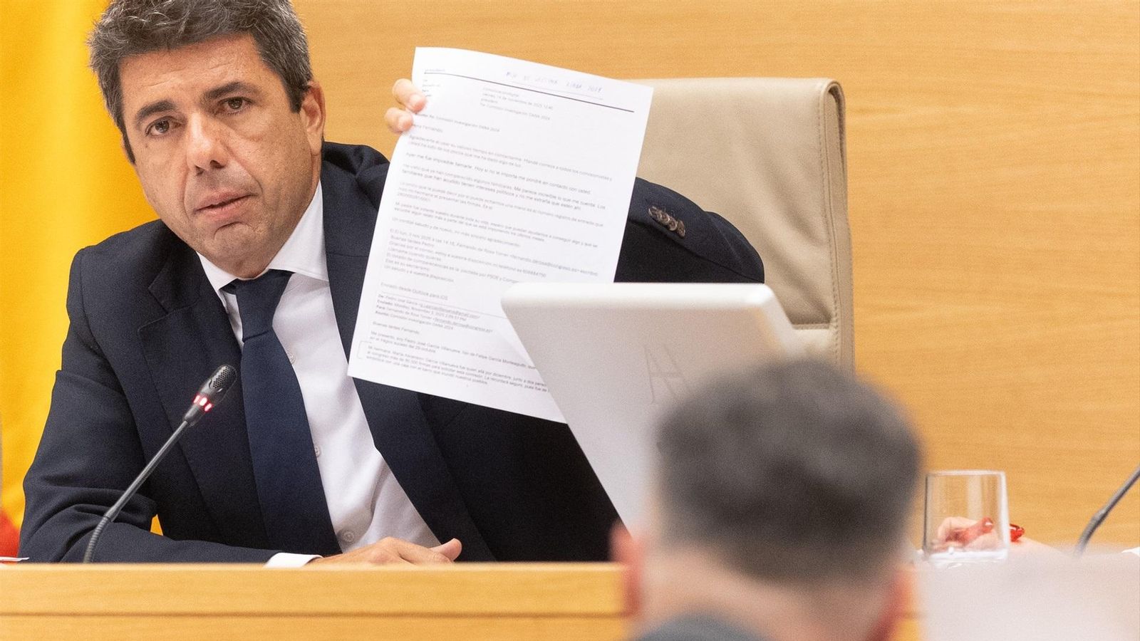 Mazón, dilluns passat en la comissió del Congrés sobre la dana