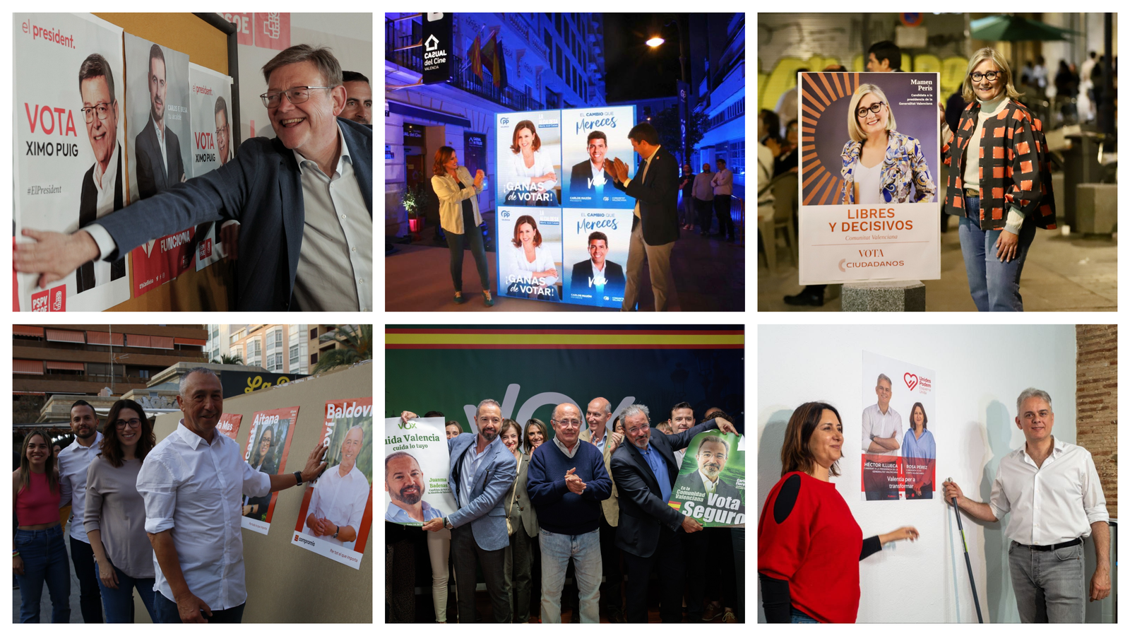 Els candidats a la presidència de la Generalitat comencen la campanya amb la pegada de cartell