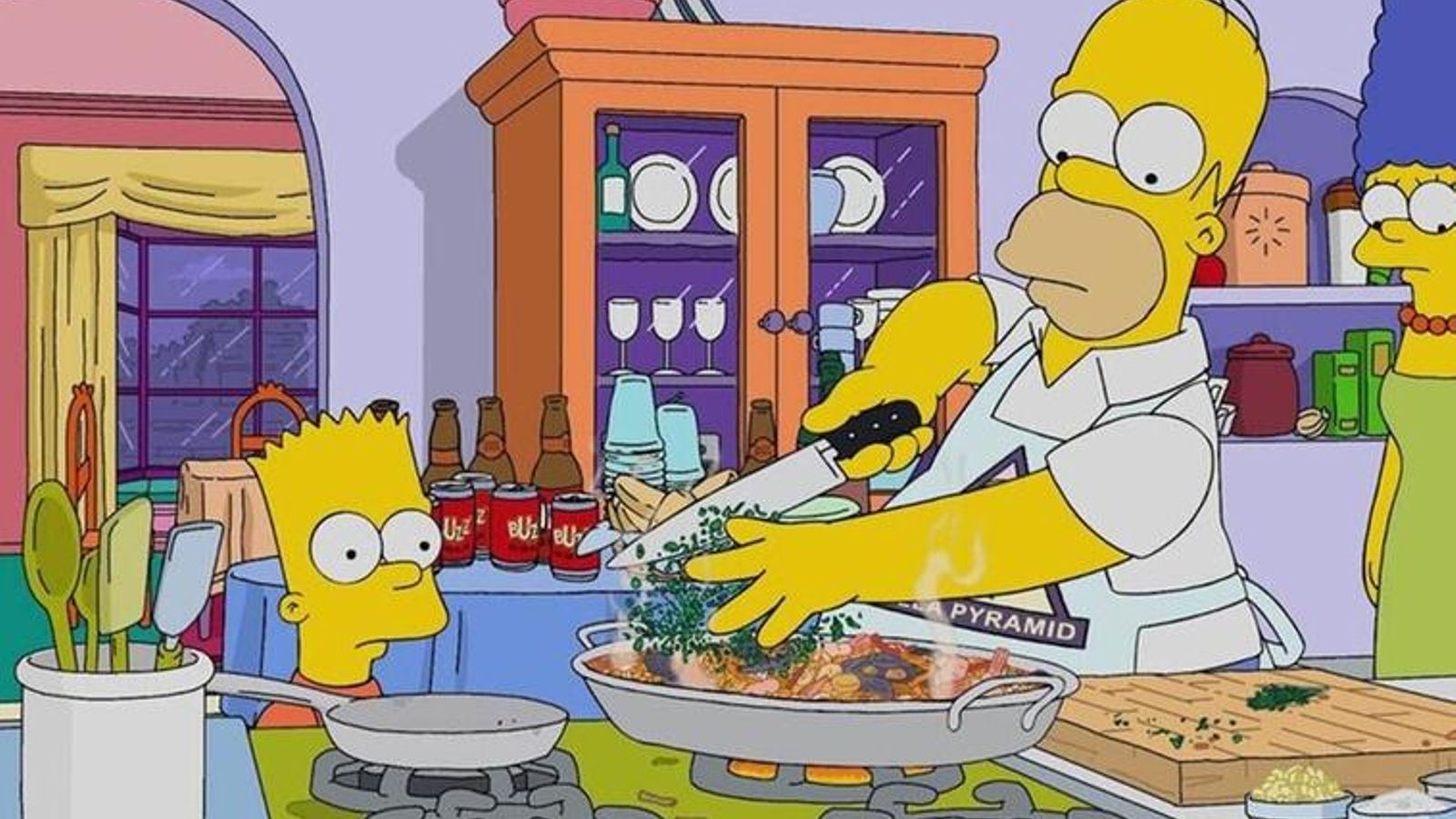 Homer Simpson cuina una paella en la darrera temporada de la sèrie