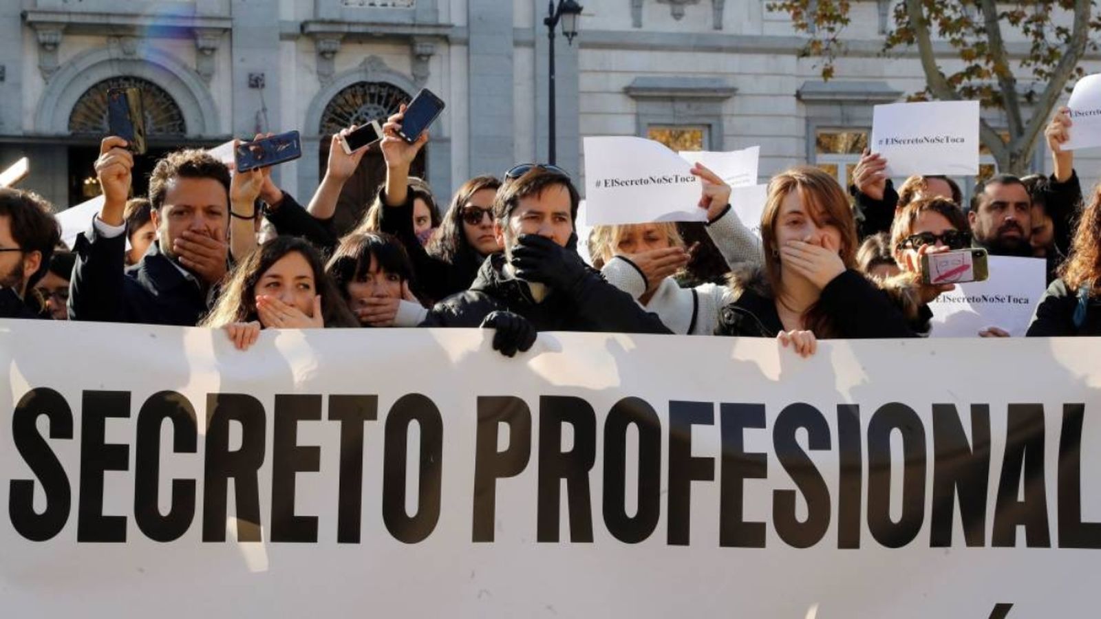 El col·lectiu de periodistes durant una concentració