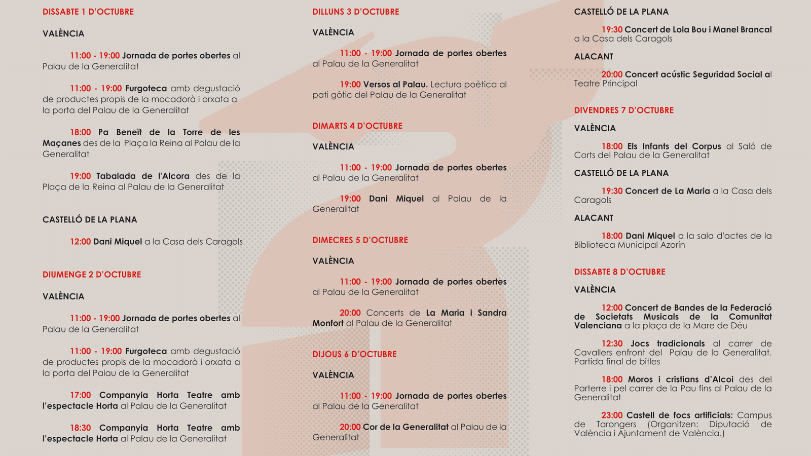 Actes culturals i festius per a celebrar el Nou d'Octubre a la Comunitat Valenciana