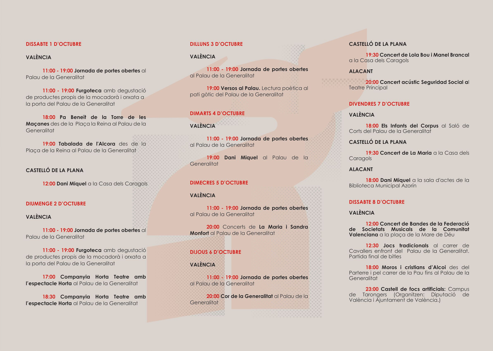 Actes culturals i festius per a celebrar el Nou d'Octubre a la Comunitat Valenciana