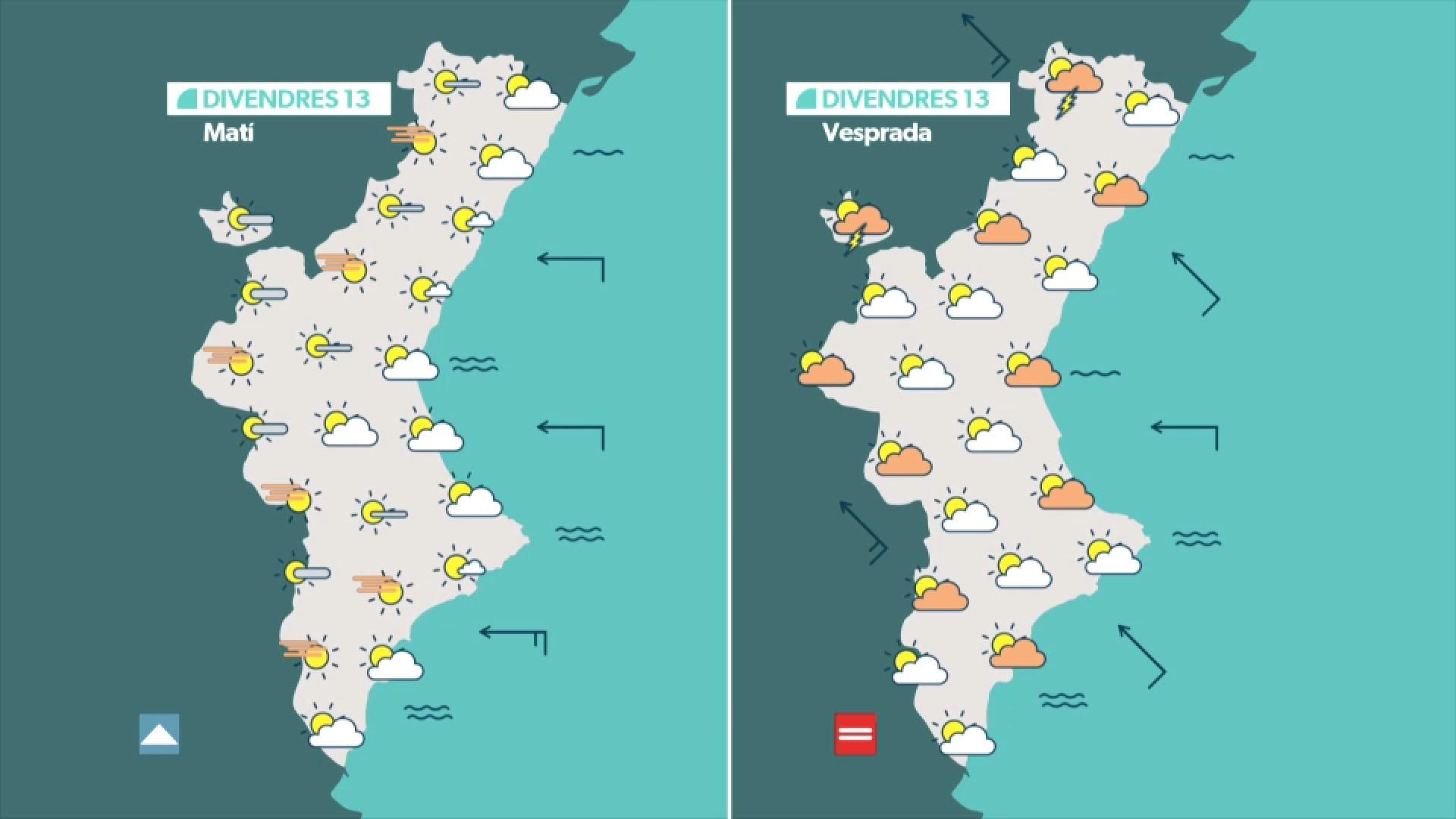 La previsió per a este divendres La previsió per a este divendres