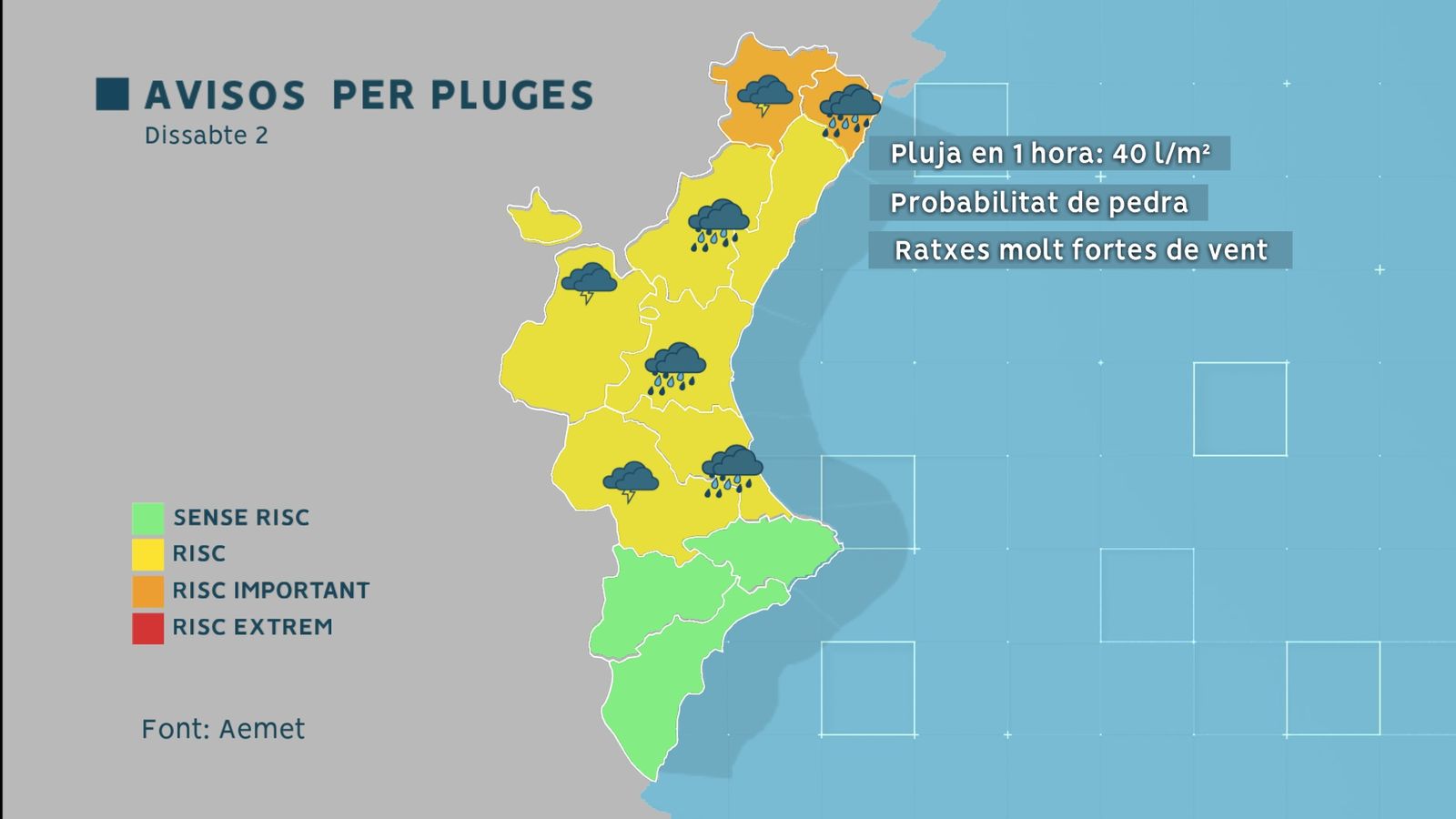 Avisos per pluges d'AEMET