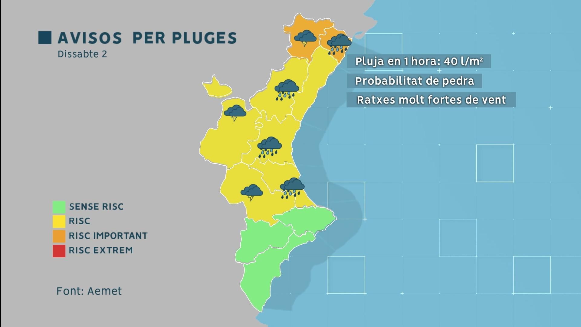 Avisos per pluges d'AEMET Avisos per pluges d'AEMET