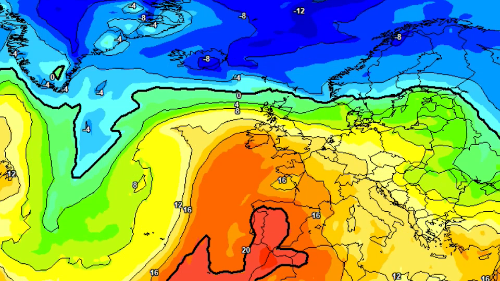 Mapa que mostra l'entrada d'aire procedent del nord d'Àfrica