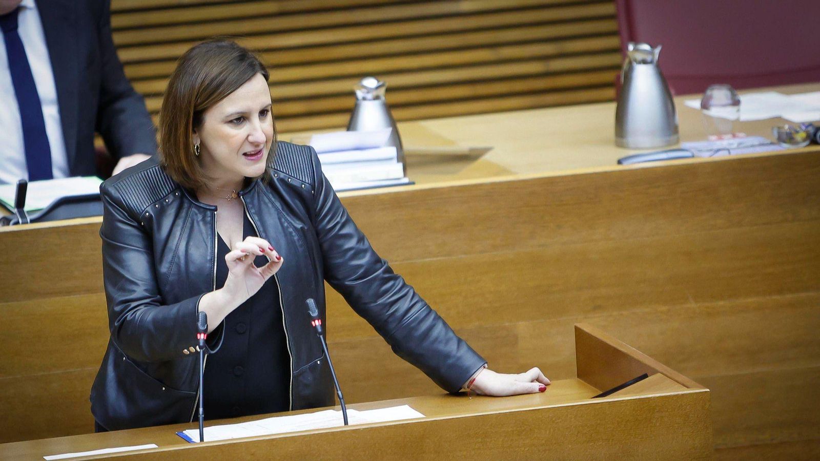 La síndica del PP, María José Catalá, durant la seua intervenció en les Corts en el ple d'aquest dijous