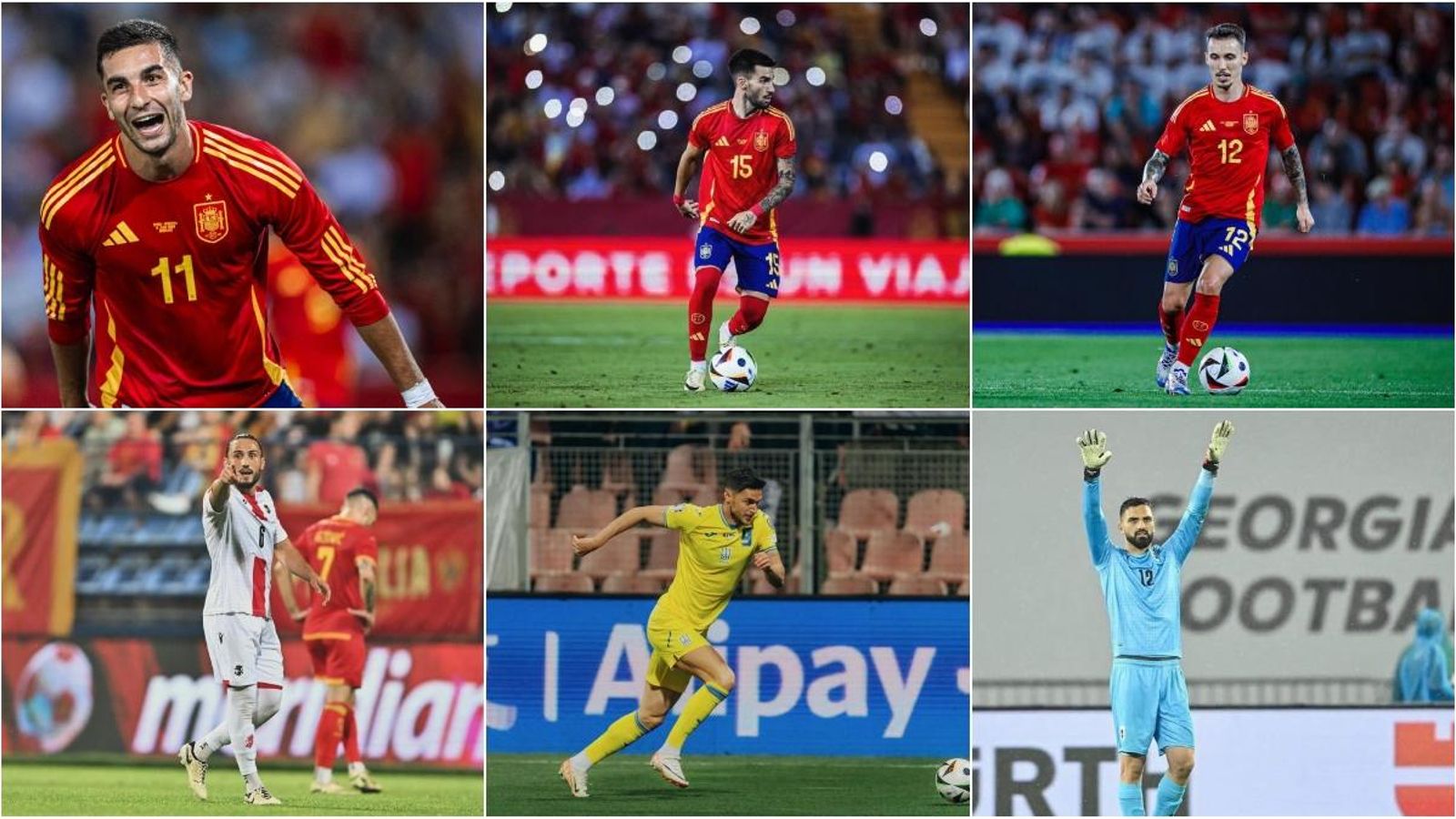 Per ordre, Ferrán Torres, Álex Baena, Alejandro Grimaldo, Kochorashvili, Iaremtxuk i Mamardashvili