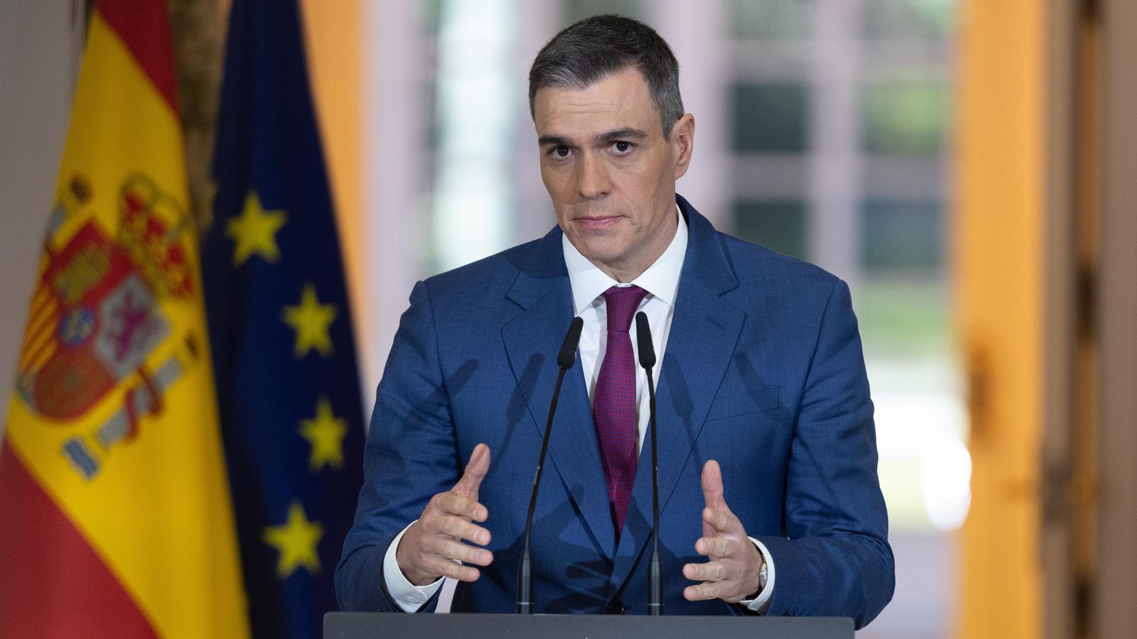Pedro Sánchez durant una compareixença El president del govern, Pedro Sánchez, compareix per a explicar el decret que prorroga l'escut social