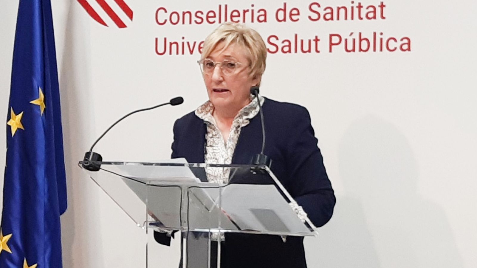 La consellera de Sanitat Universal, Ana Barceló, en la roda de premsa d'aquest dimarts