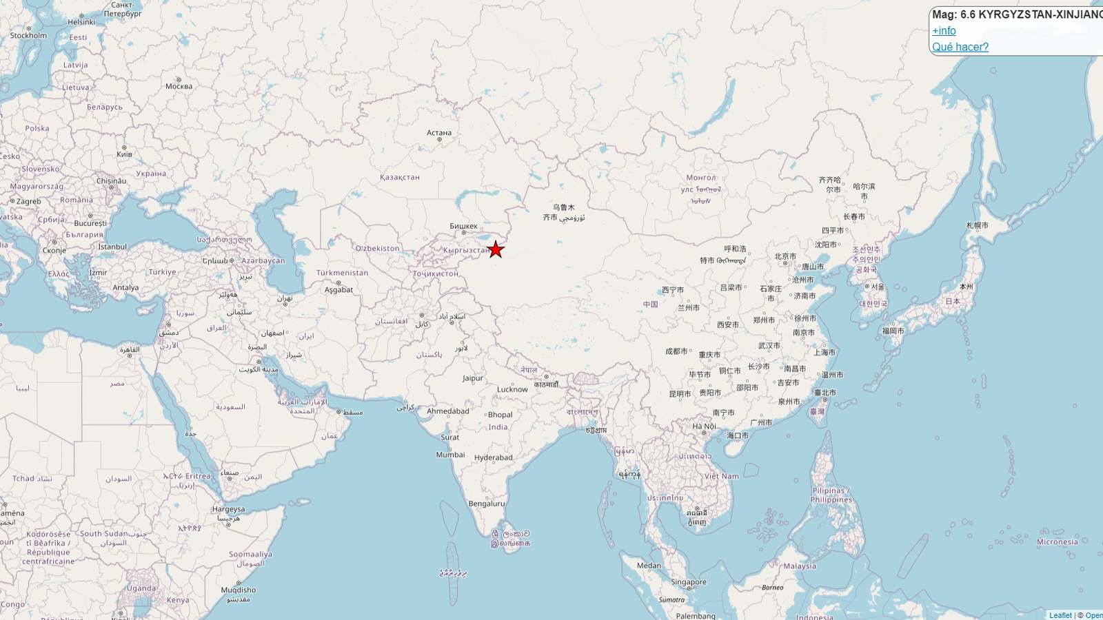 Epicentre del sisme, segons l'Institut Geogràfic Nacional