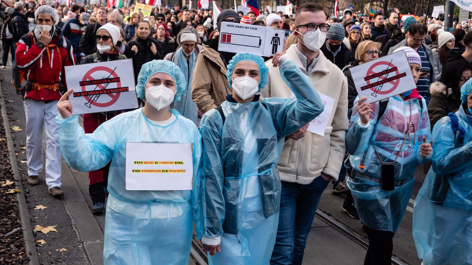 Imatge d'arxiu d'una protesta contra la vacunació a Viena
