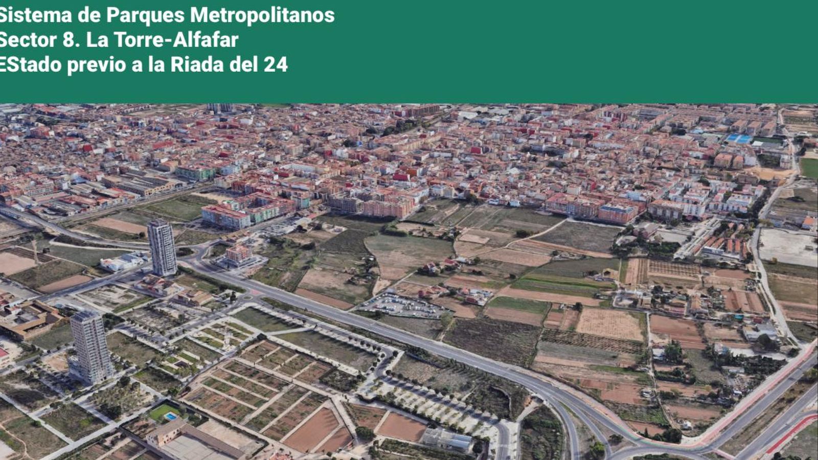 La zona on es farà el parc metropoità sector 8 Alfafar-La Torre