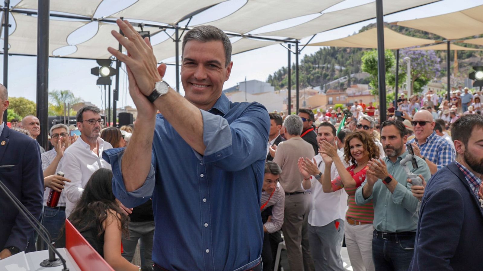 Pedro Sánchez en l'acte electoral de campanya per als comicis autonòmics a Cártamar, Màlaga