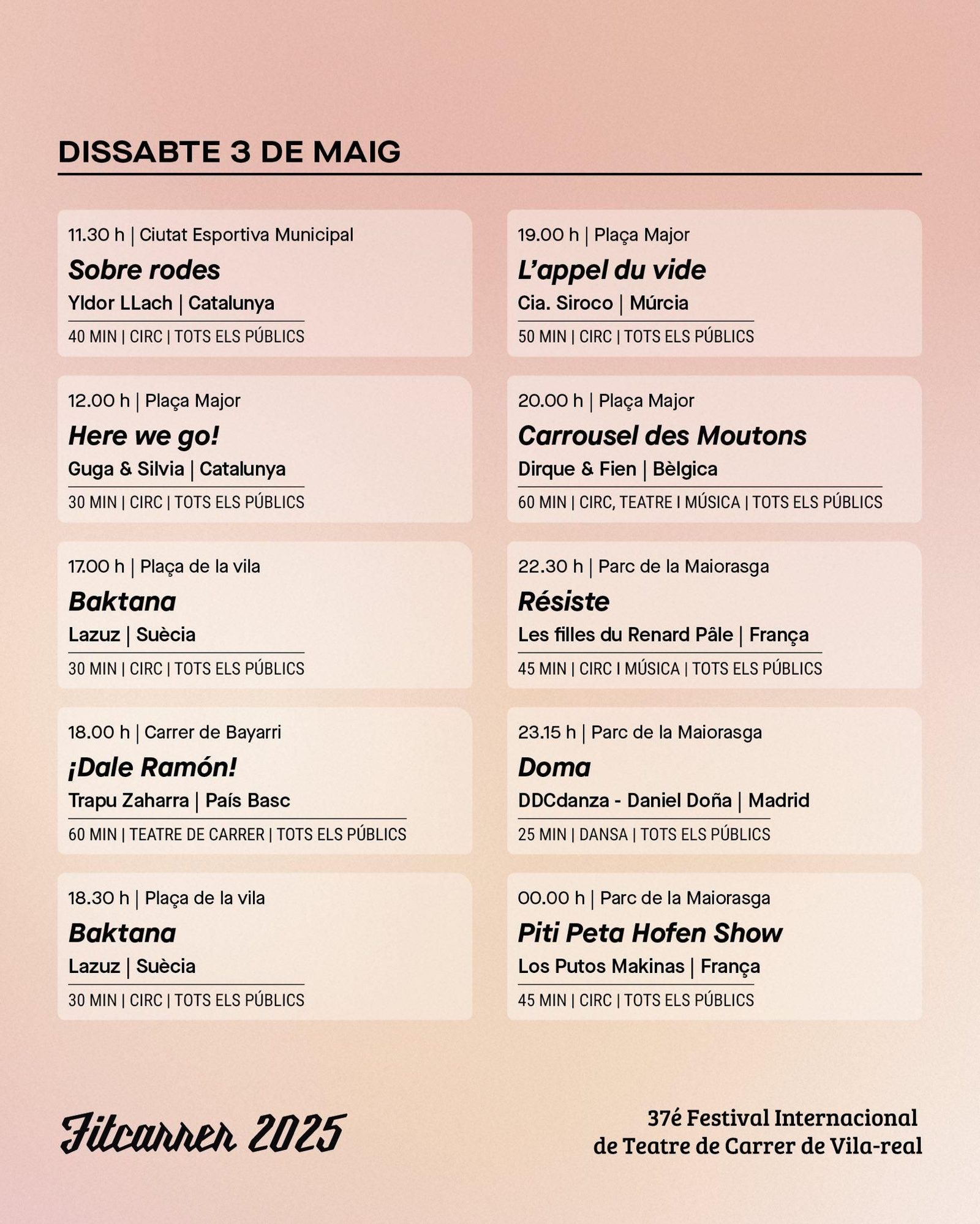 Programació dissabte