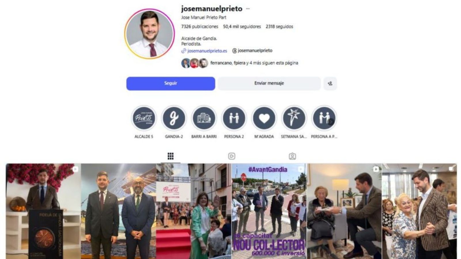 Captura del compte d'Instagram de José Manuel Prieto