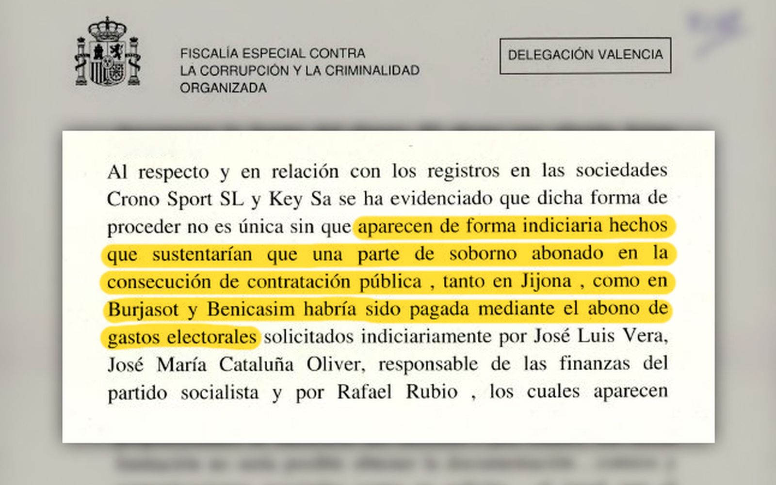 Destacat del sumari del cas Assut