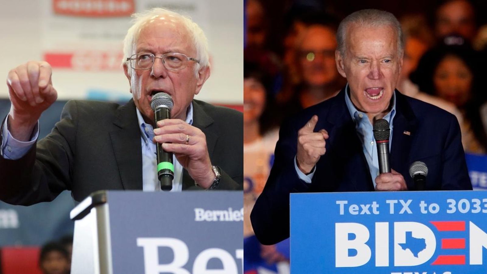 Bernie Sanders (esquerra) i Joe Biden (dreta)