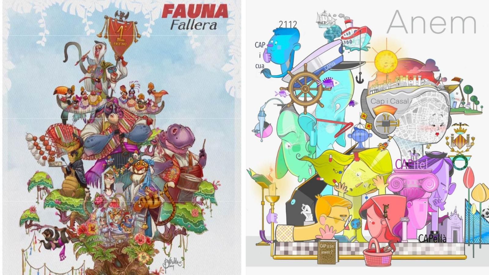 Esboços de les dos falles municipals de València 2025