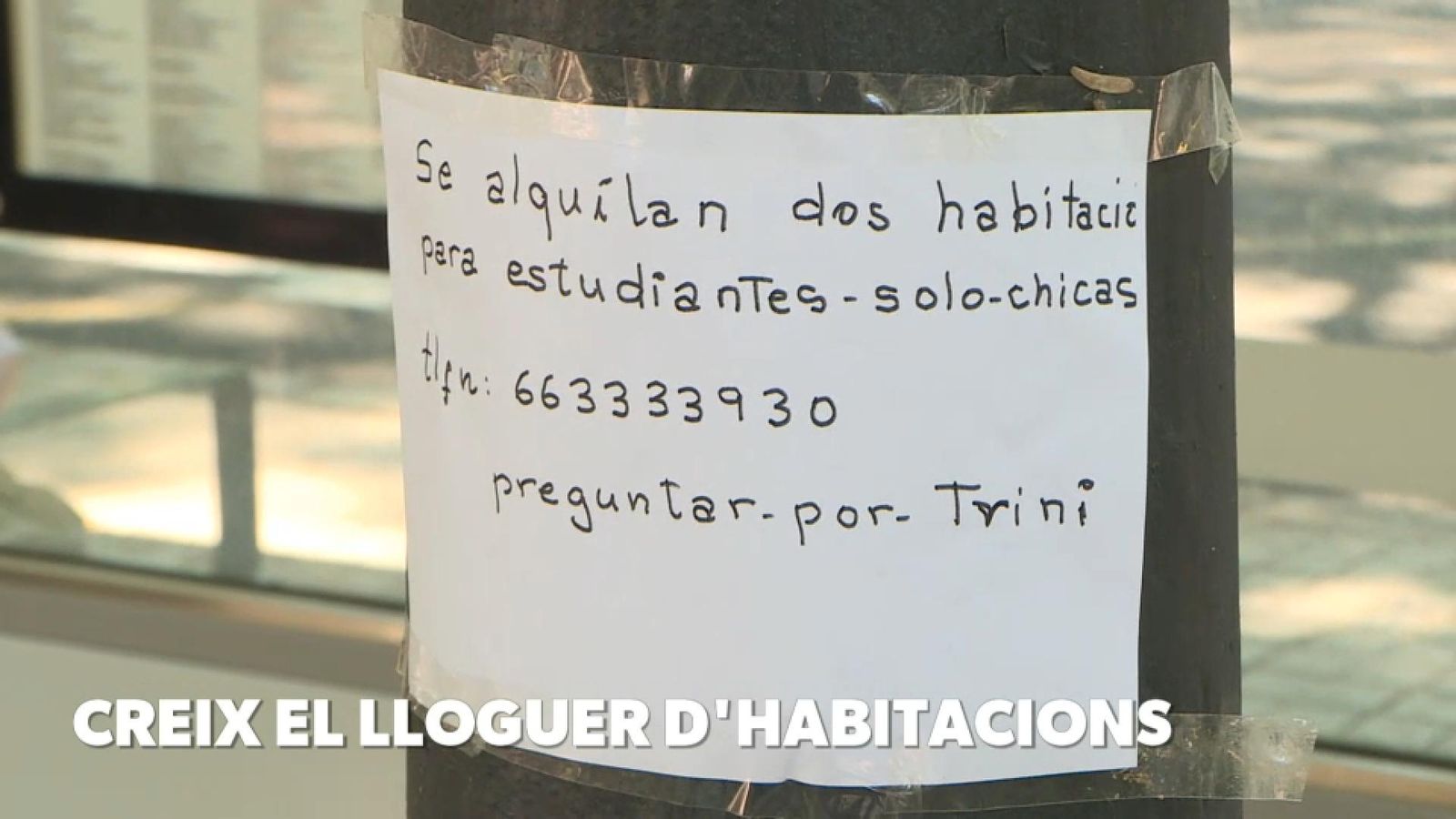 Cartell anunciant un lloguer per habitacions