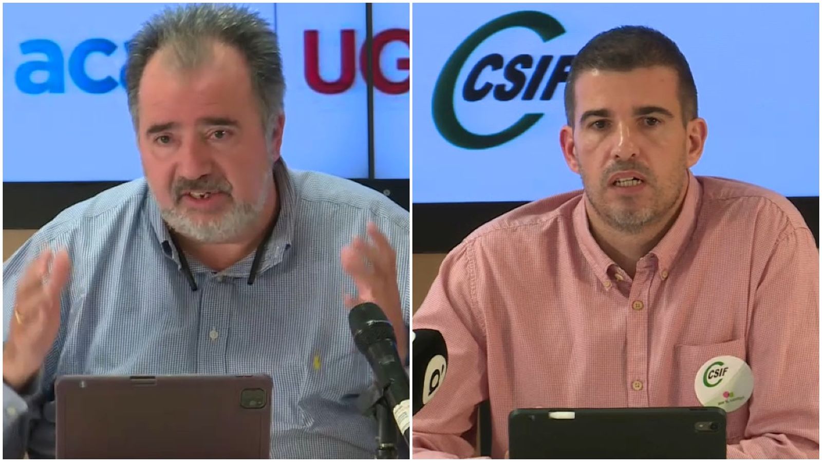 El president d'Acaip-UGT, José Ramón López, i el responsable nacional de CSIF Presons, Jorge Vilas
