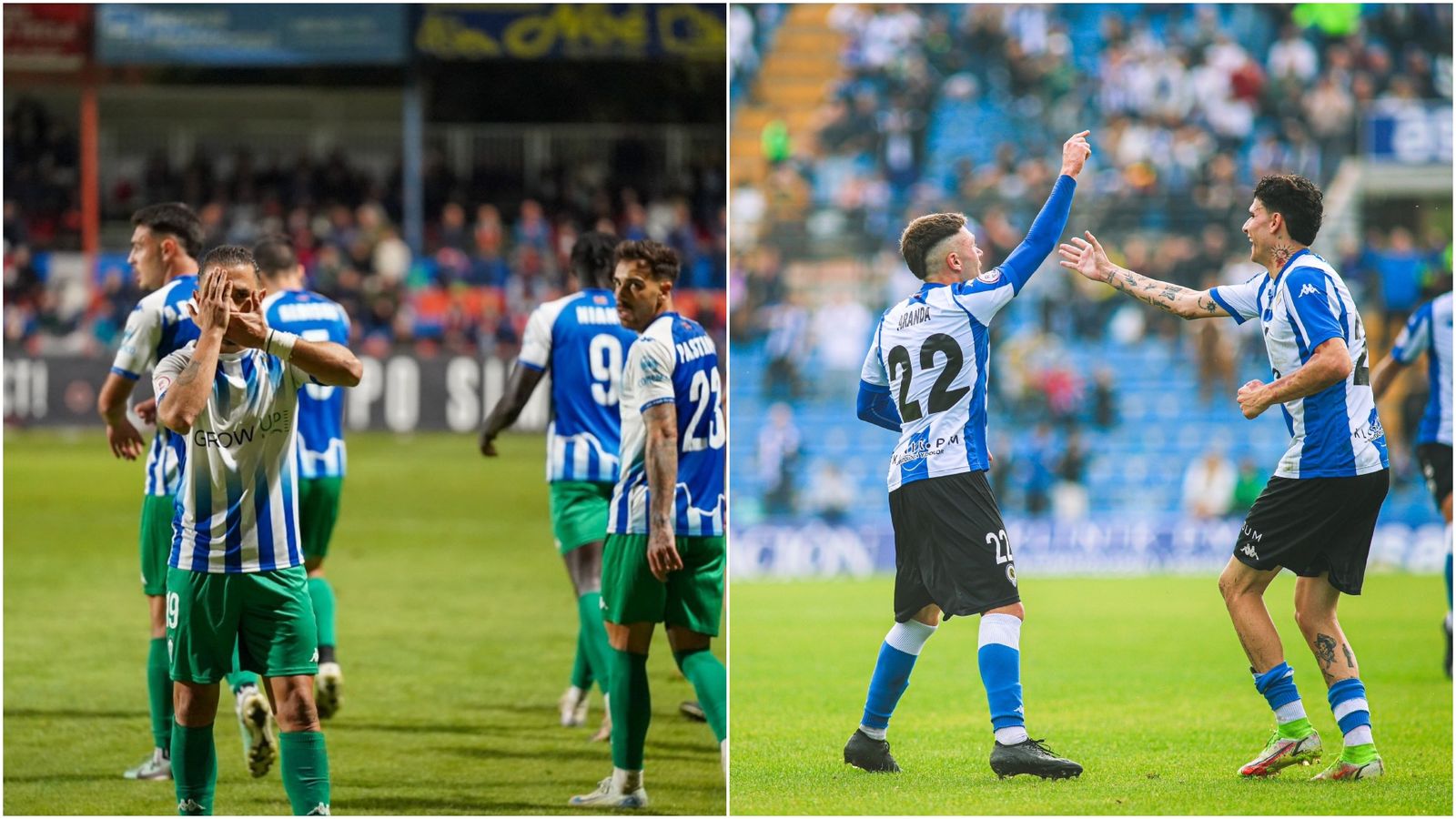 Losada i Aranda celebren un gol