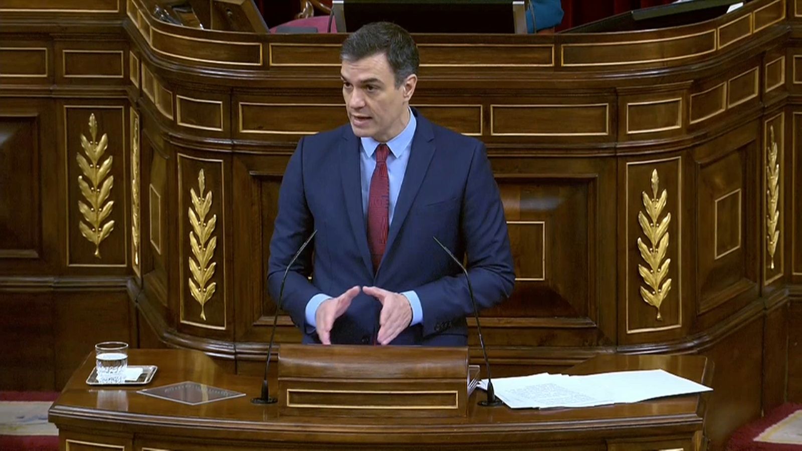 Pedro Sánchez, durant la compareixença al Congrés