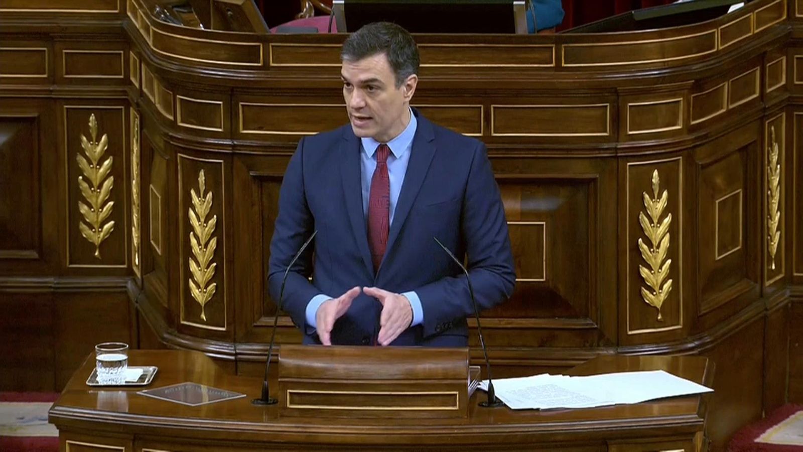 Pedro Sánchez, durant la compareixença al Congrés