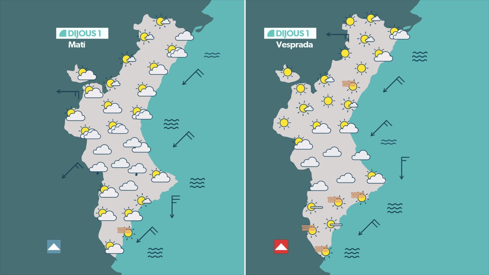 Previsió per a este dijous, 1 de maig