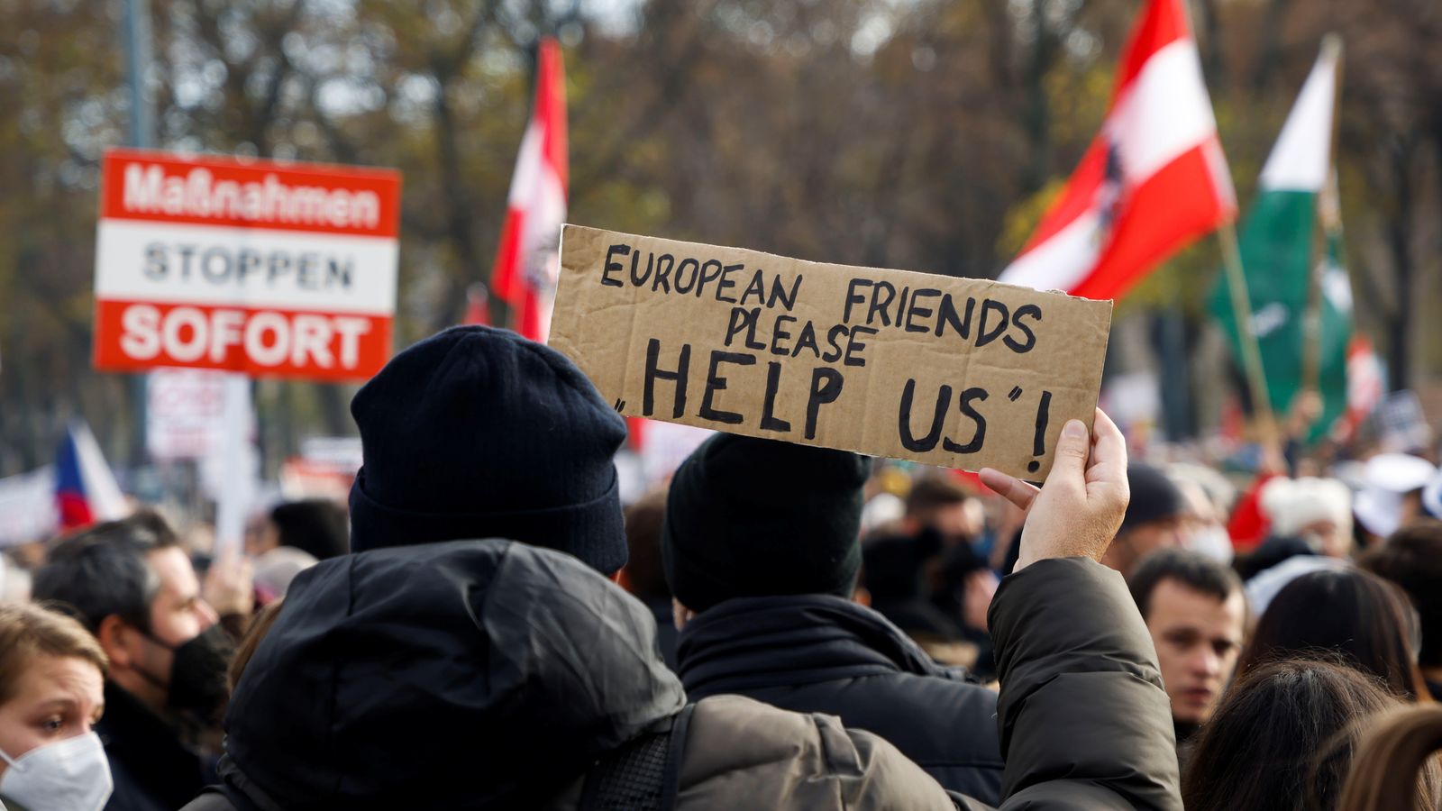 Manifestació contra les mesures per controlar la pandèmia a Viena