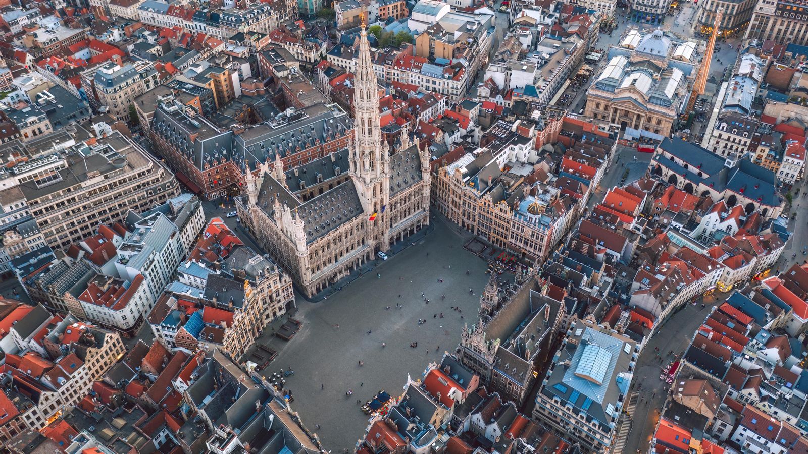 Vista aèria de la Grand Place i de l'ajuntament de Brussel·les