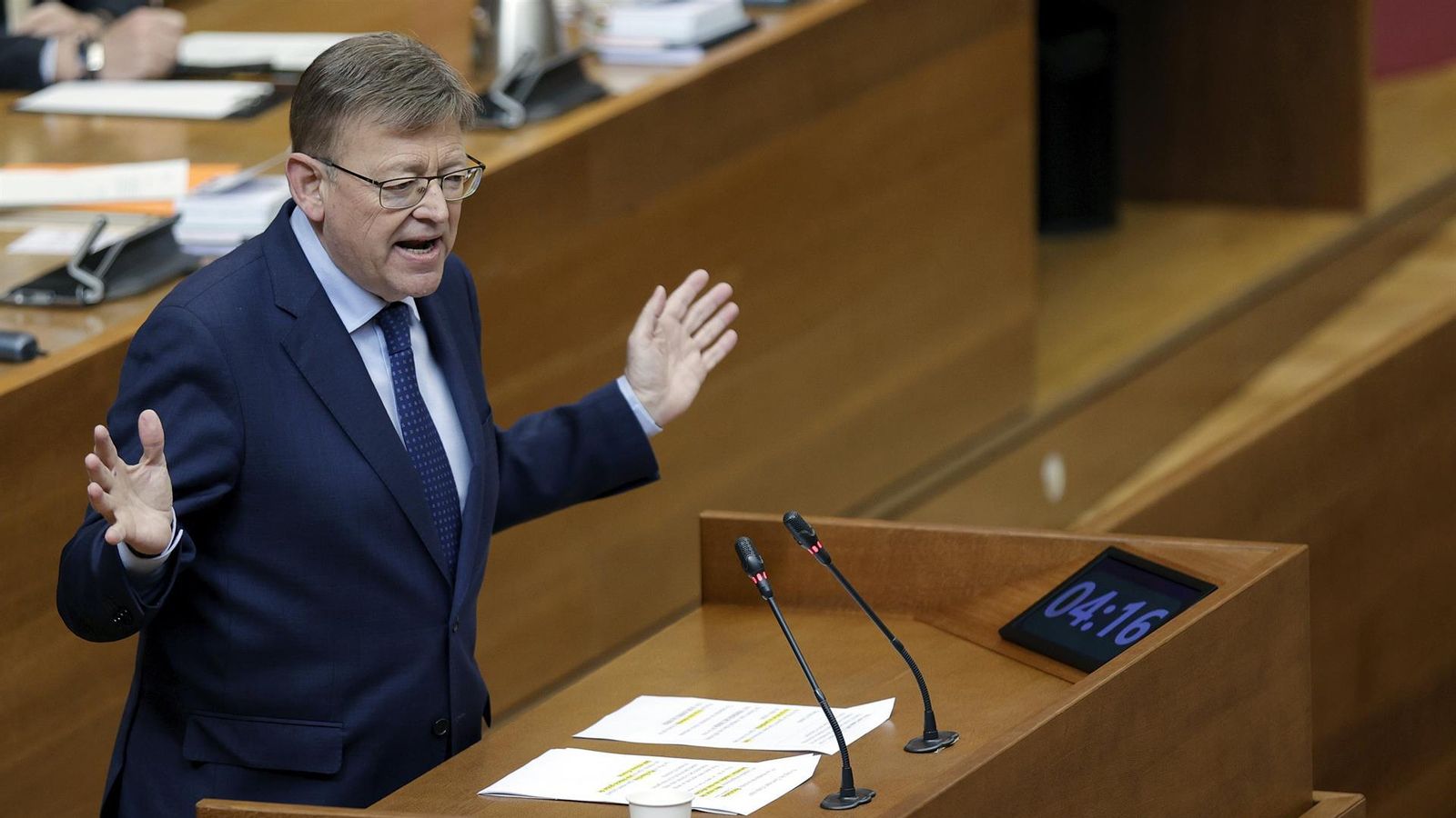 El president Puig, aquest dijous durant la sessió de control en les Corts