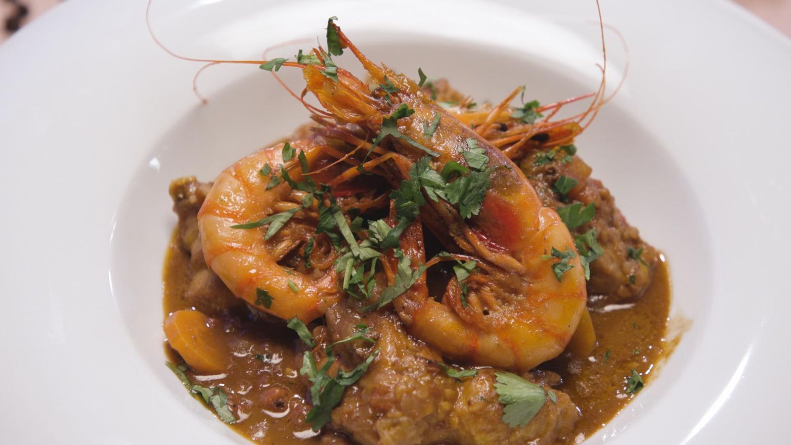 Pollastre amb gambes Pollastre amb gambes