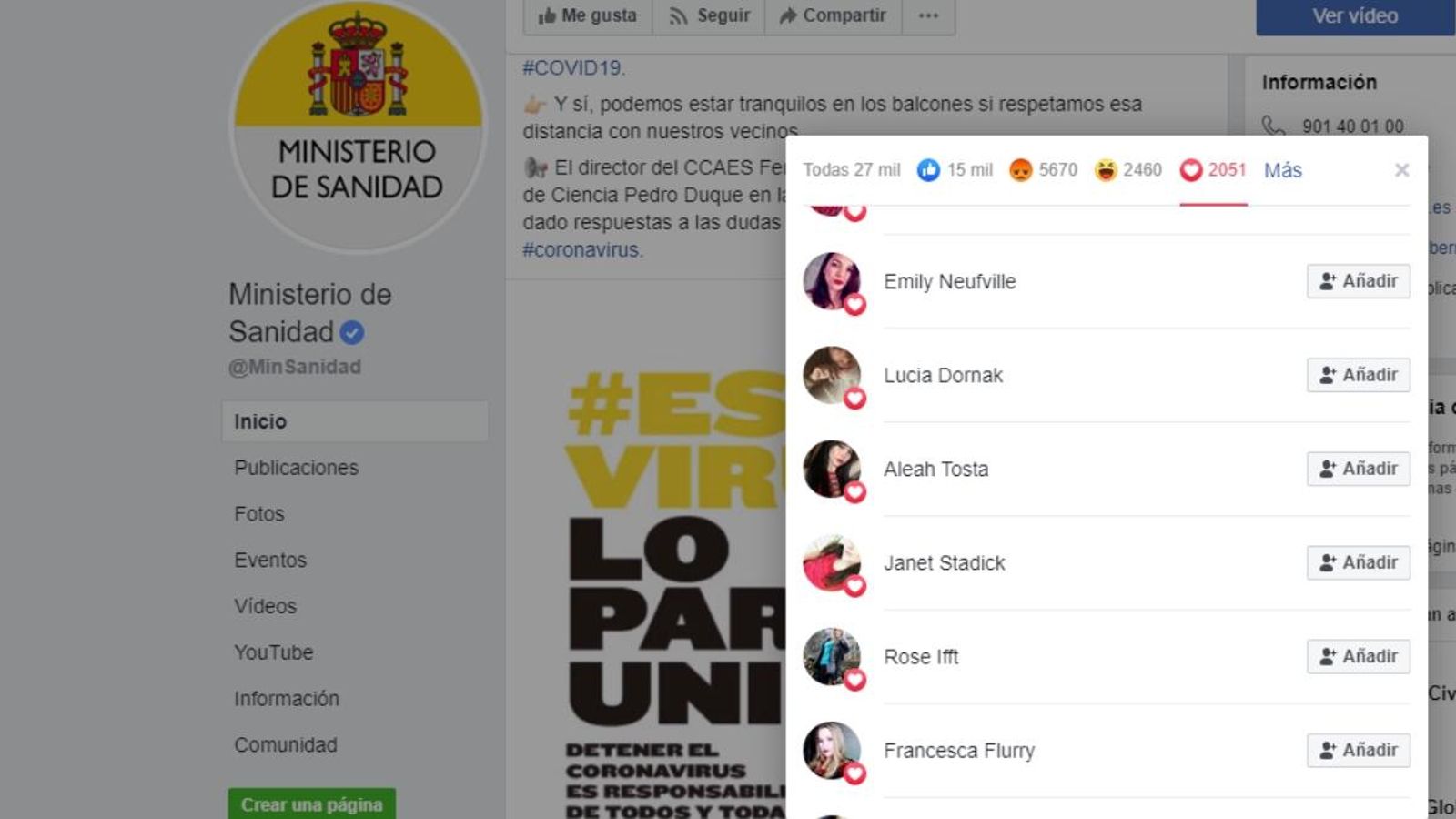 Molts dels comptes aparentment falses eren estrangers i de dones, sense cap activitat prèvia en Facebook ni seguidors