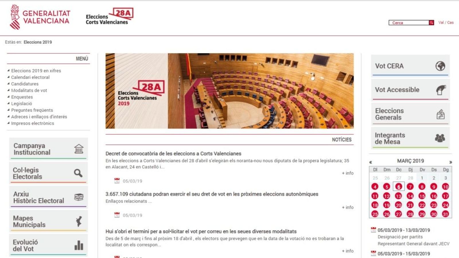 Interfície de eleccions2019.gva.es