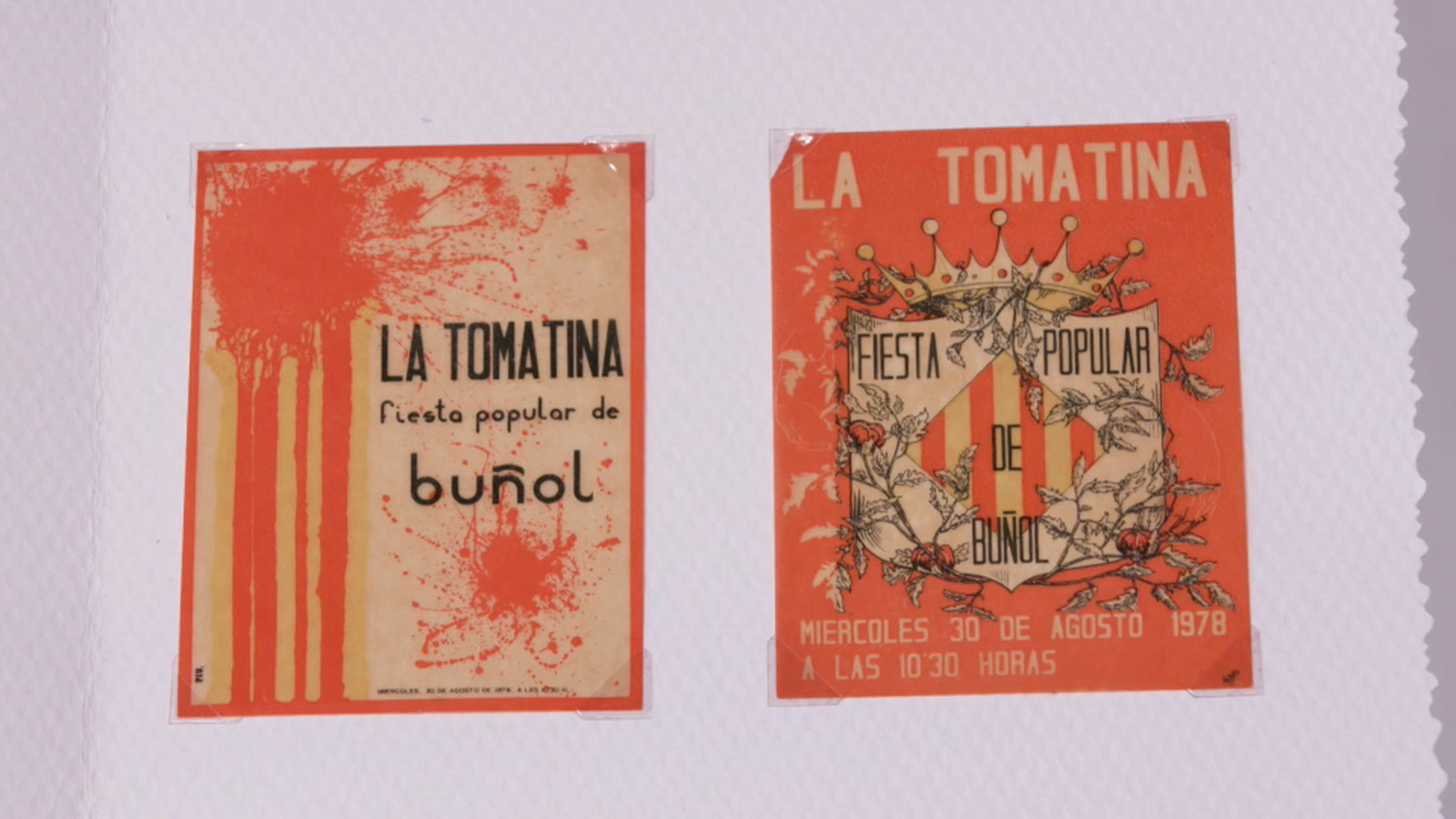 Els primers cartells dedicats a la Tomatina, de l'any 1978