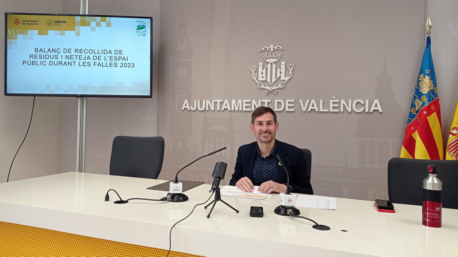 El vicealcalde i regidor d'Ecologia Urbana, Sergi Campillo, durant la roda de premsa