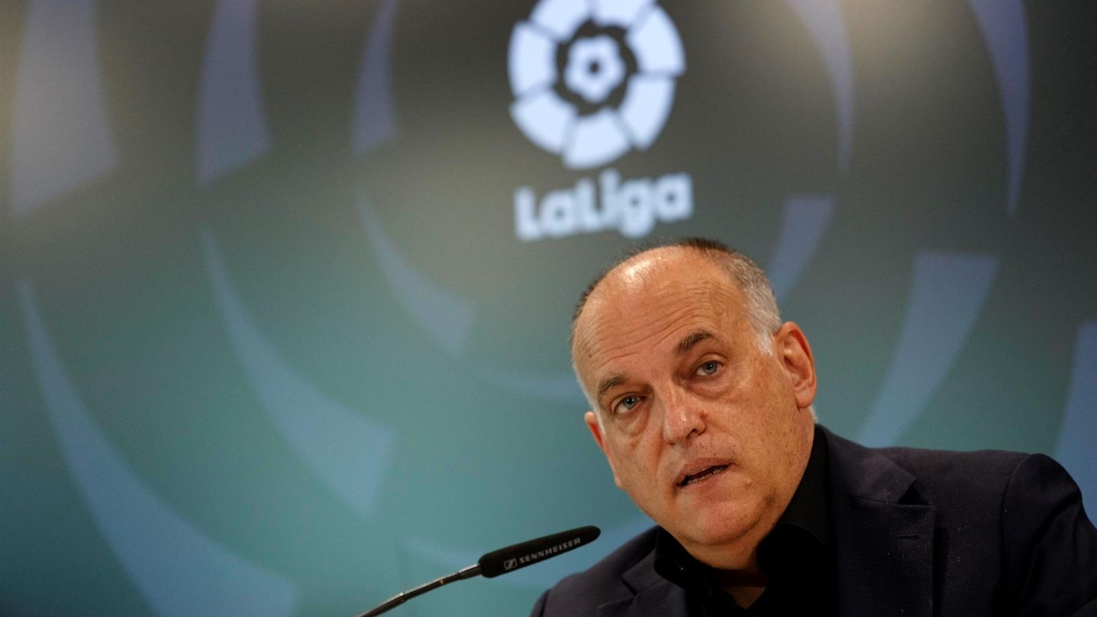 Javier Tebas, durant la compareixença de premsa posterior a l'assemblea