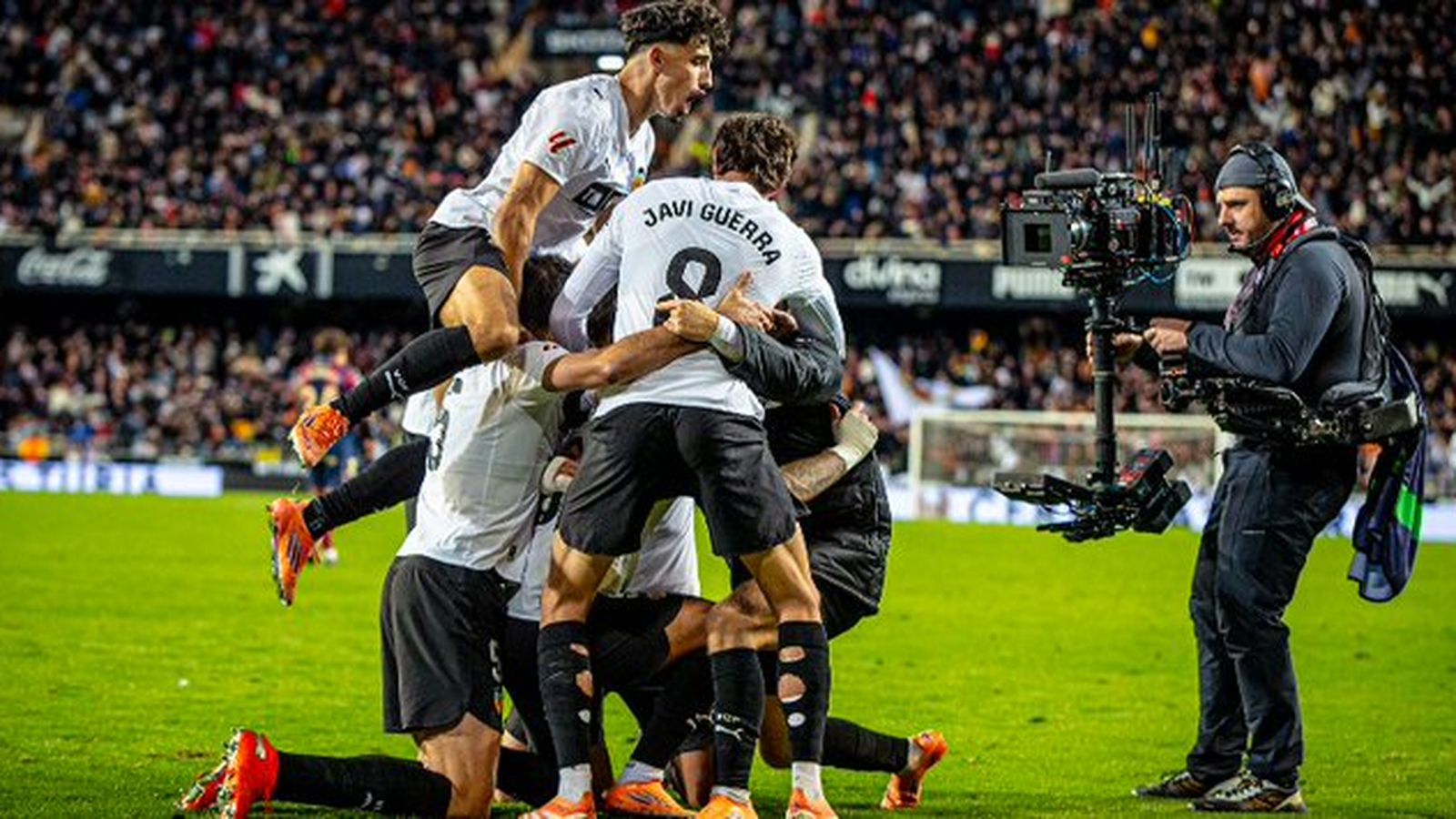 La celebració del gol d'Hugo Duro contra el Llevant