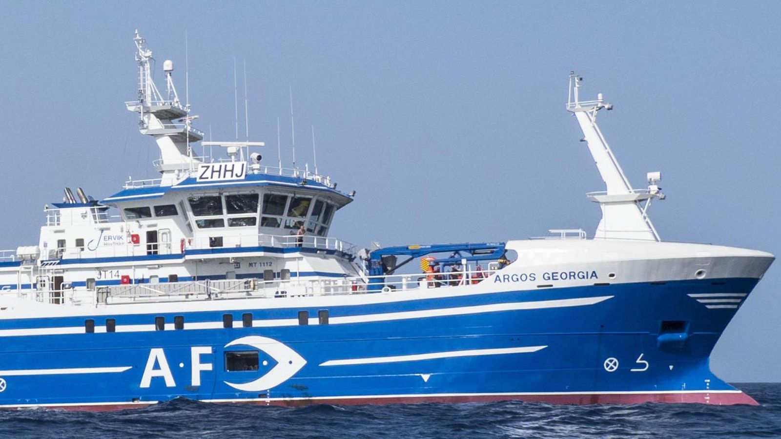 Vista del pesquer Argos Georgia, que transportava 27 mariners a bord