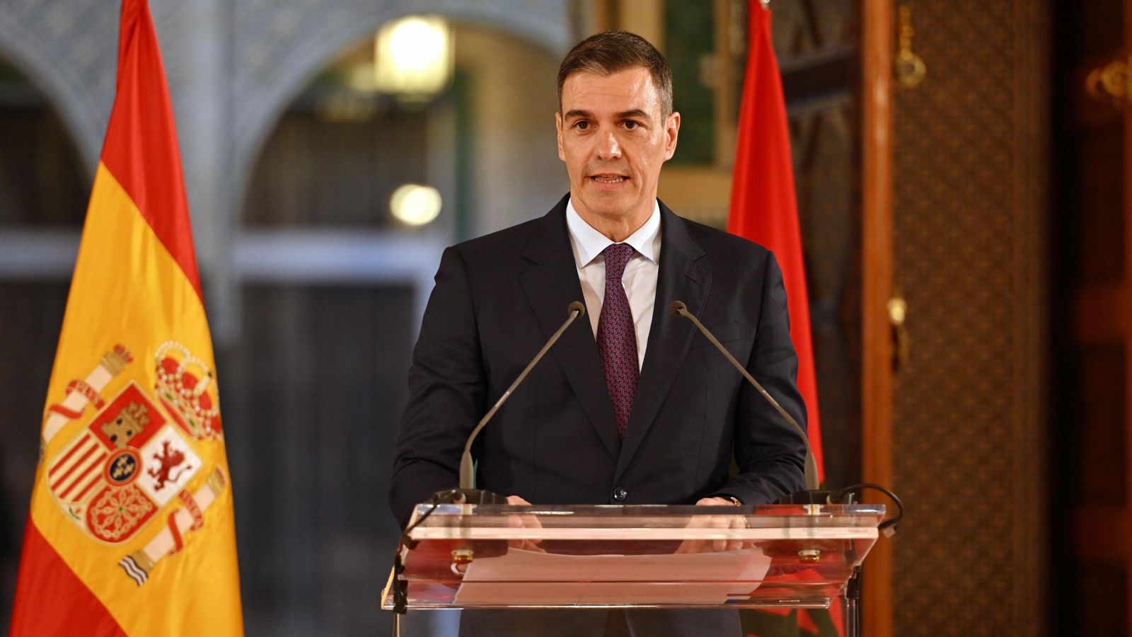 Sánchez durant la seua visita a Marroc