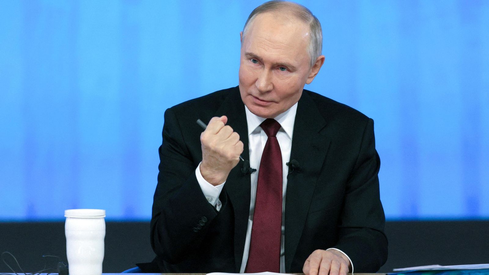 El president rus, Vladimir Putin, durant la seua conferència anual televisada a Moscou, el passat 19 de desembre