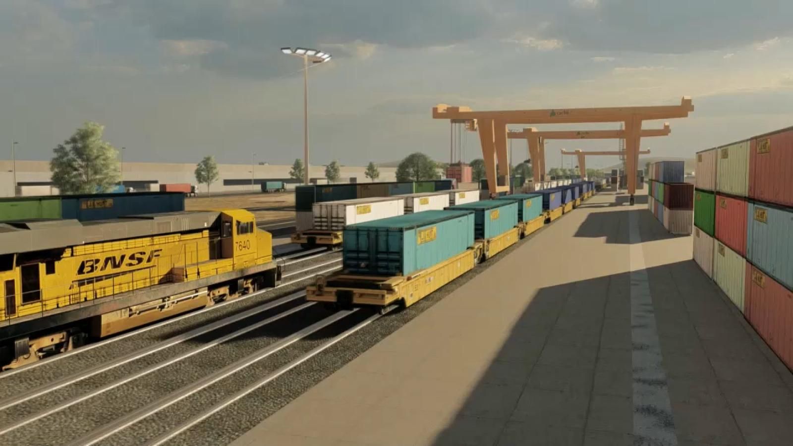 Simulació virtual de la futura terminal intermodal de la Font de Sant Lluís Simulació virtual de la futura terminal intermodal de la Font de Sant Lluís