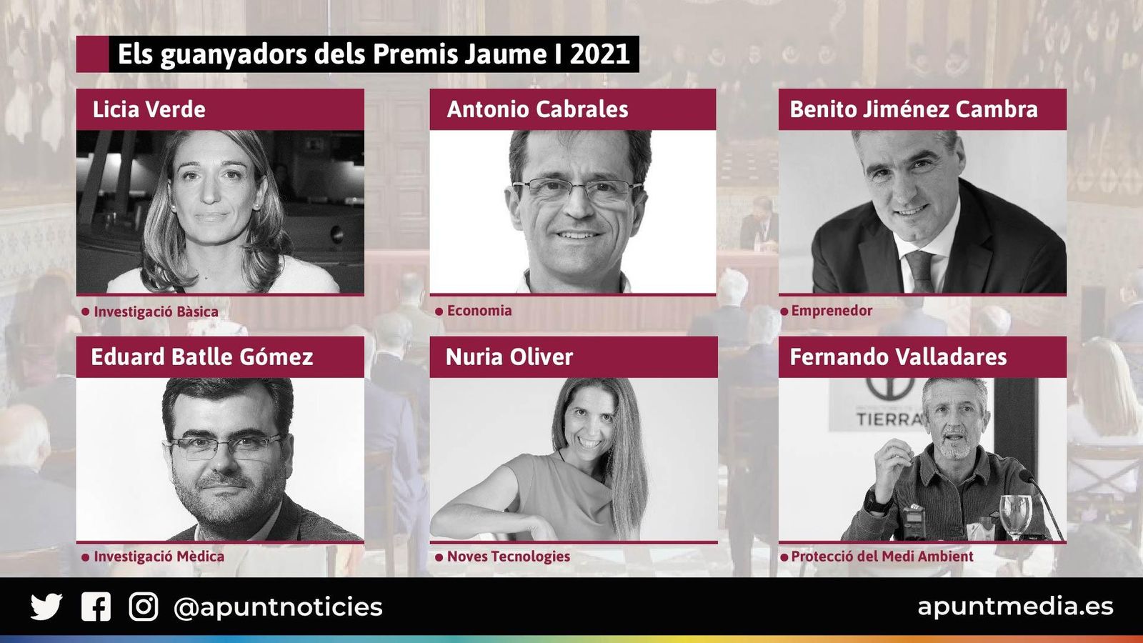 Els guanyadors dels Premis Jaume I 2021