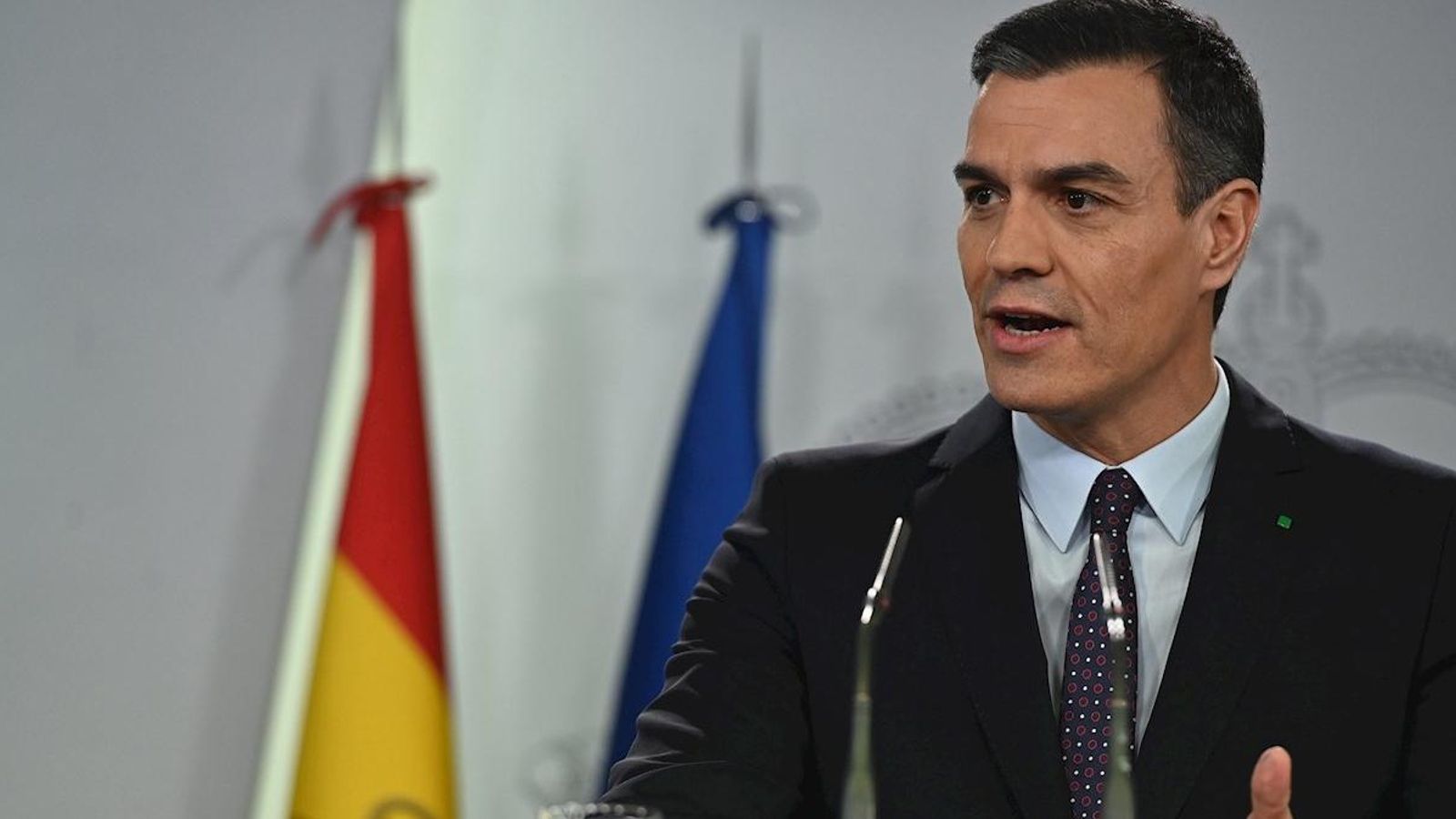 El president del govern espanyol en funcions, Pedro Sánchez, durant la seua compareixença d'aquest dimecres