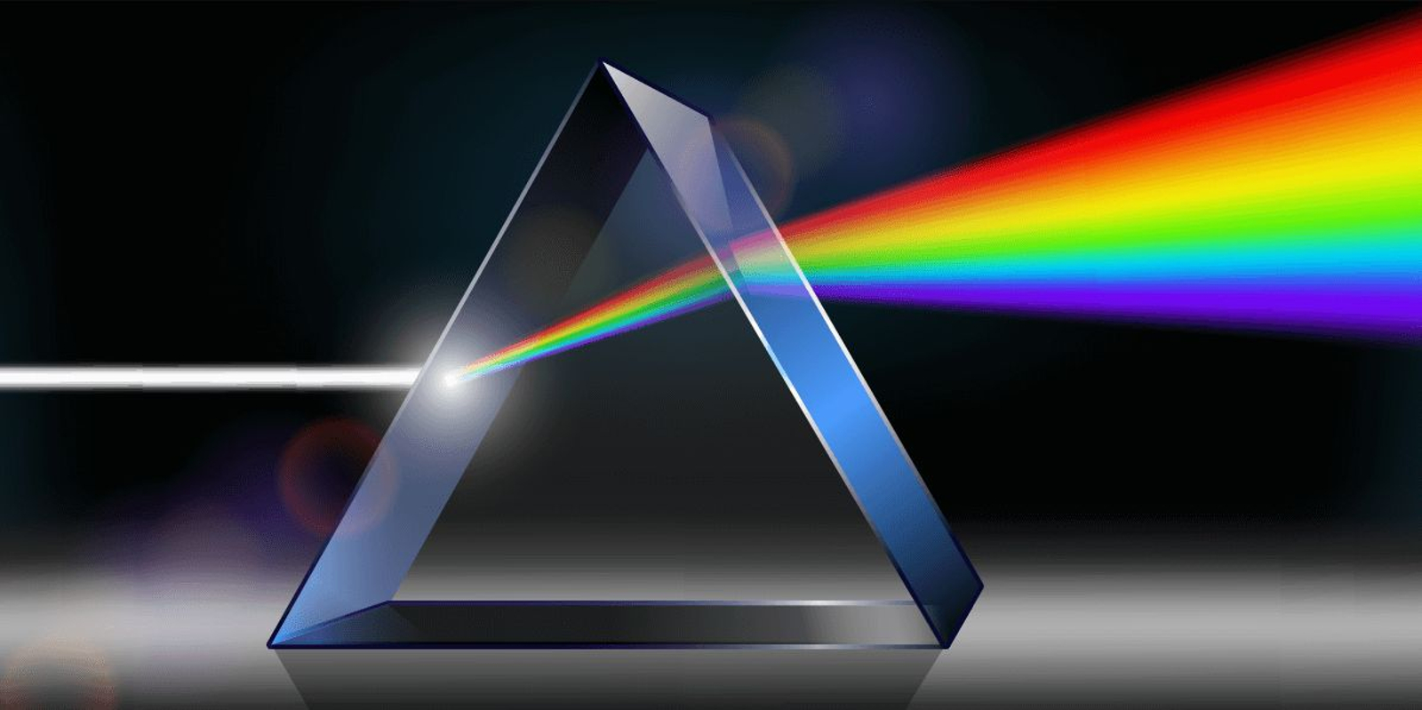 Prisma de Newton, que descompon la llum blanca en els colors bàsics (diferents longituds d'ona)