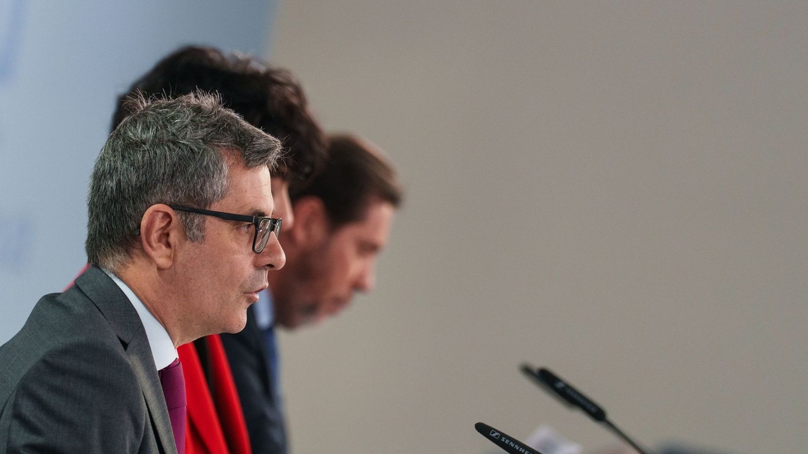 El ministre de Presidència, Justícia i Relacions amb les Corts, este dimarts en la roda de premsa posterior al Consell de Ministres