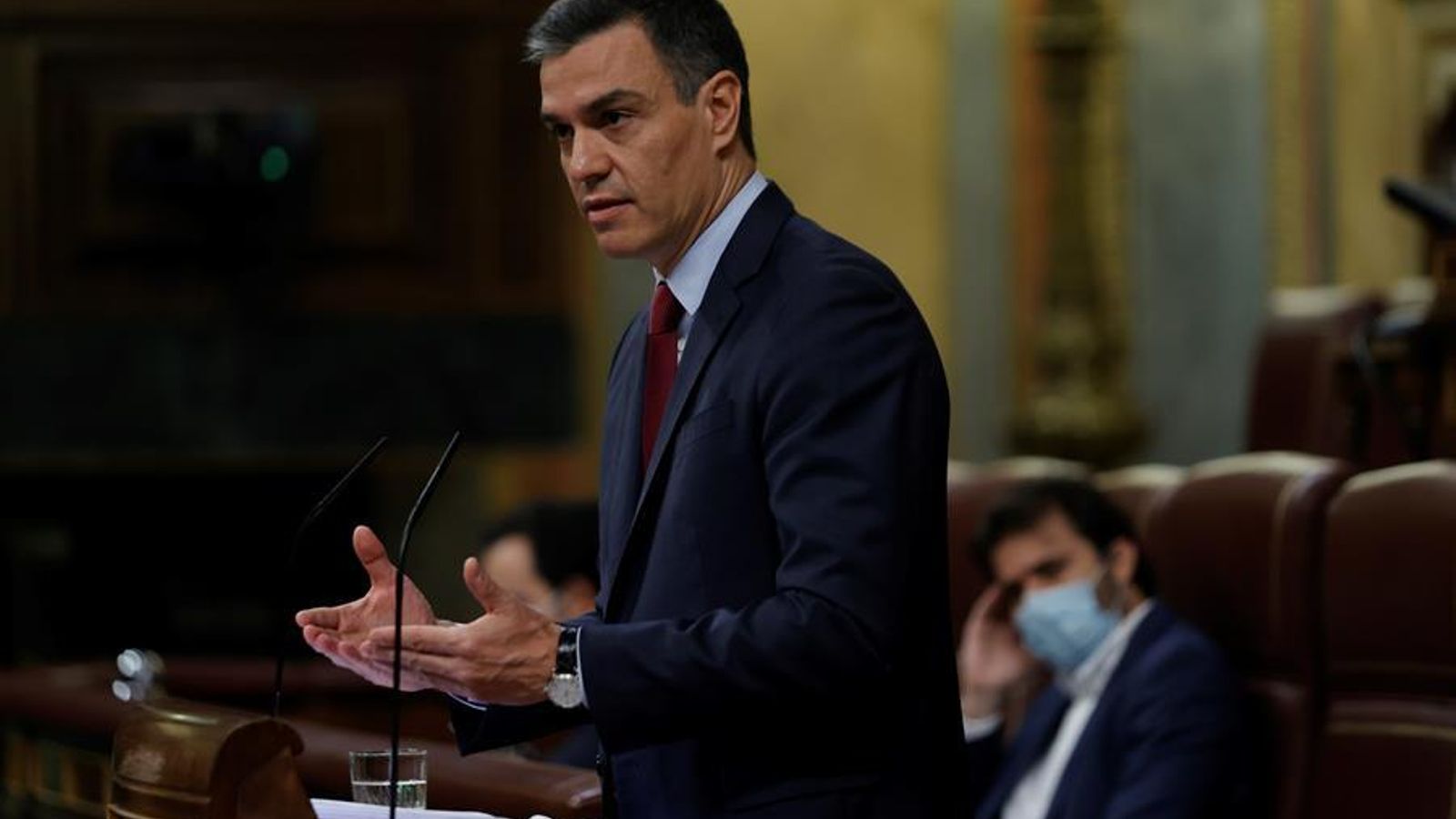 El president del govern espanyol, Pedro Sánchez, a la tribuna del Congrés