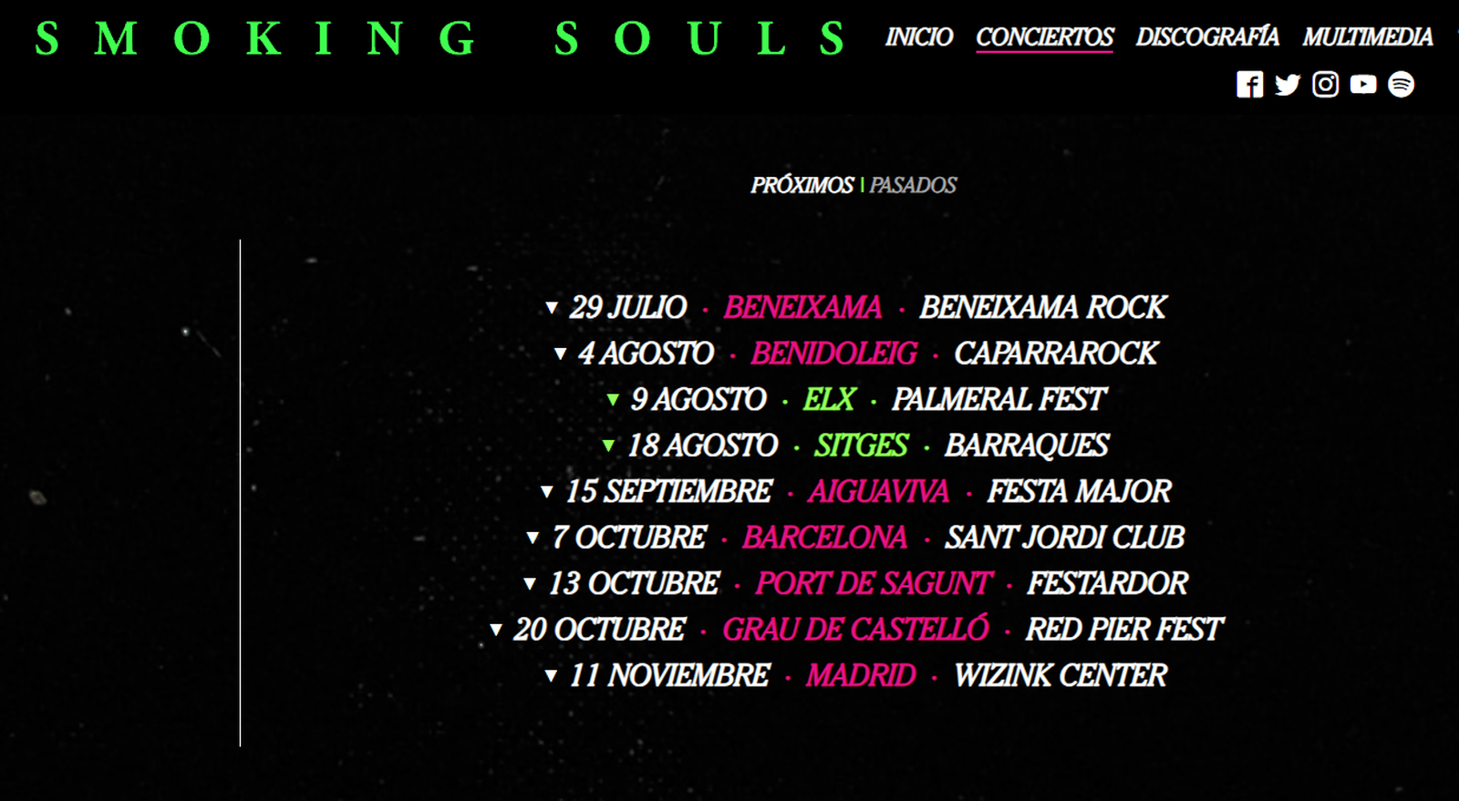 Llistat dels pròxims concerts previstos de Smoking Souls