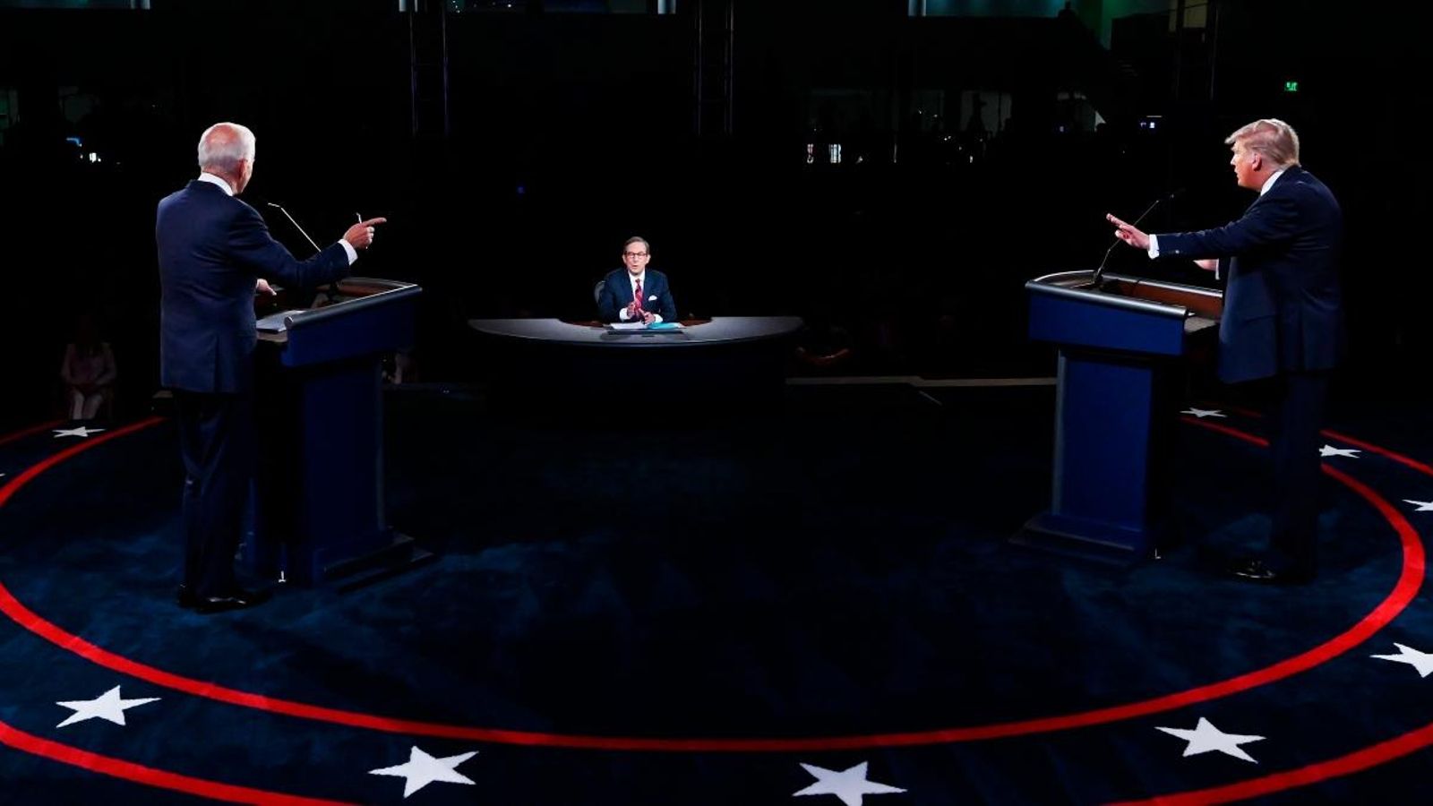 Joe Biden i Donald Trump en el primer debat electoral per a les eleccions presidencials del 3 de novembre